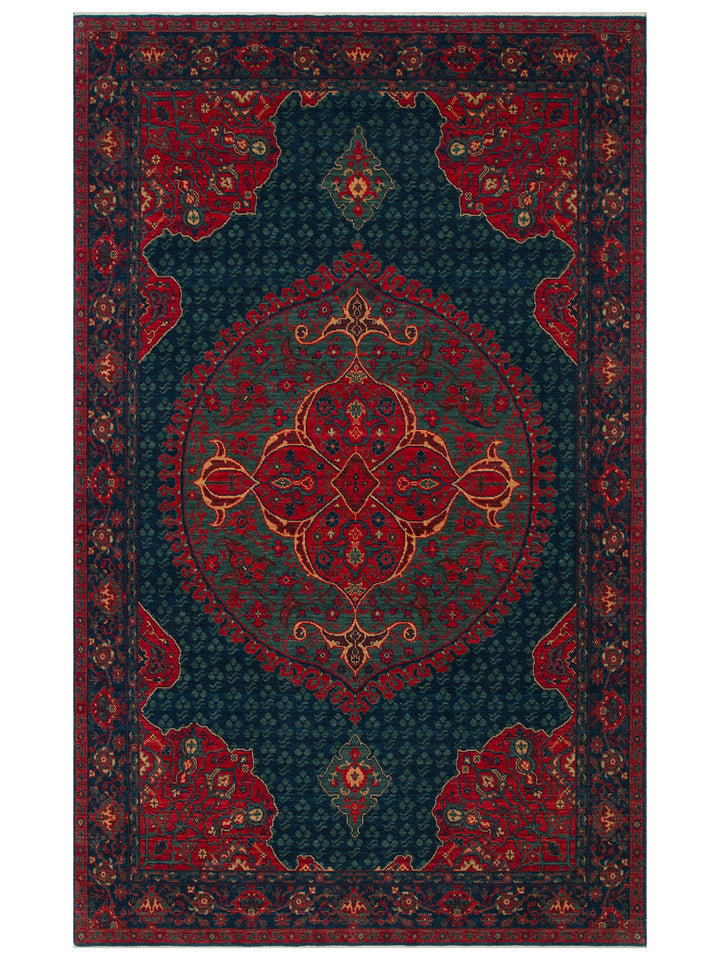 Göbeklitepe Series Handmade Black Loom Carpet with Anatolian Motifs, Produced with 100% New Zealand Wool 03 NAVY