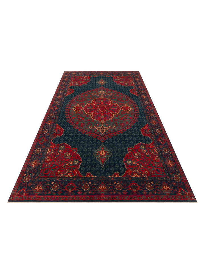 Göbeklitepe Series Handmade Black Loom Carpet with Anatolian Motifs, Produced with 100% New Zealand Wool 03 NAVY