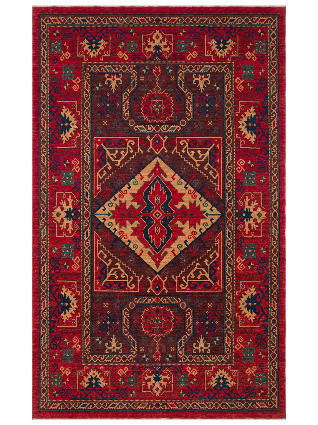 Göbeklitepe Series Handmade Black Loom Carpet with Anatolian Motifs, Produced with 100% New Zealand Wool 04RED