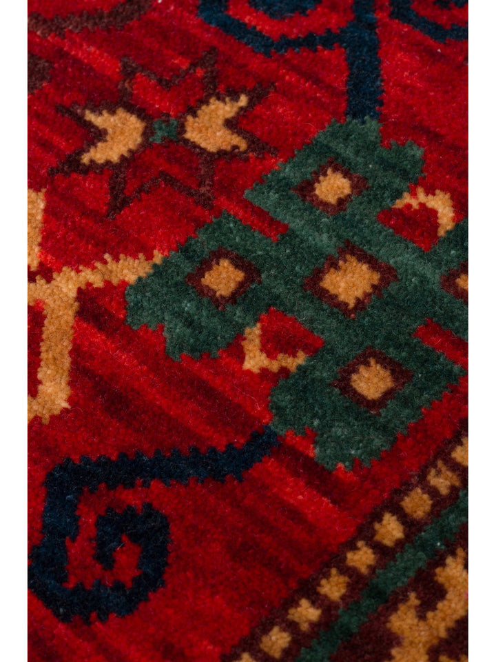 Göbeklitepe Series Handmade Black Loom Carpet with Anatolian Motifs, Produced with 100% New Zealand Wool 04RED