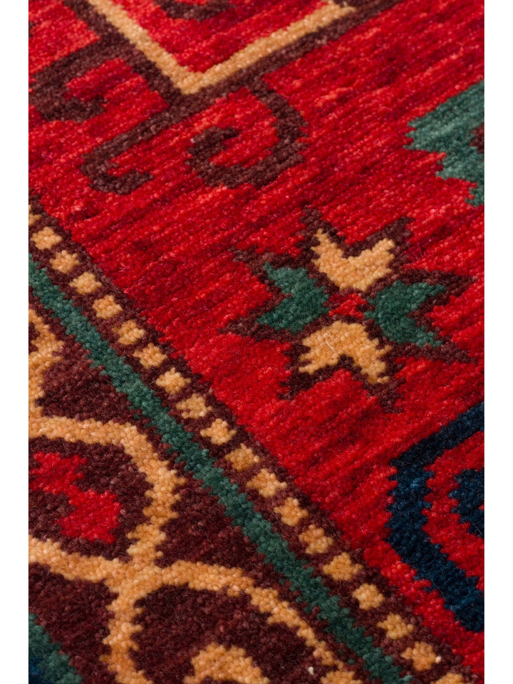 Göbeklitepe Series Handmade Black Loom Carpet with Anatolian Motifs, Produced with 100% New Zealand Wool 04RED