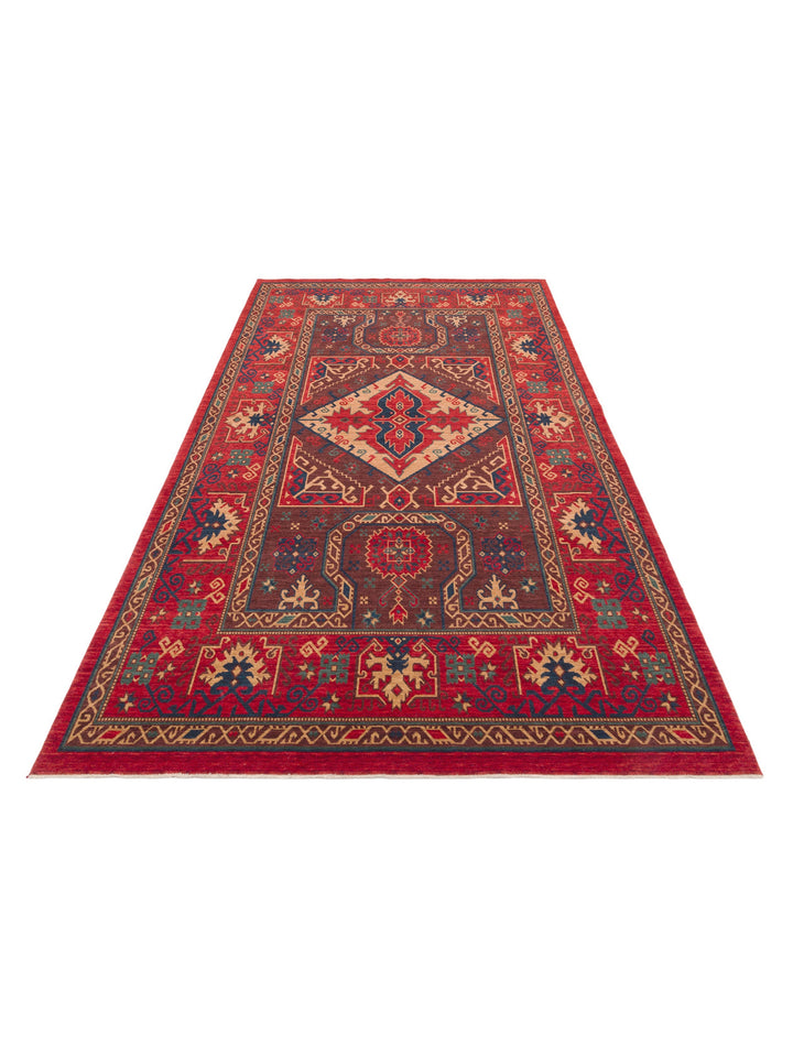Göbeklitepe Series Handmade Black Loom Carpet with Anatolian Motifs, Produced with 100% New Zealand Wool 04RED