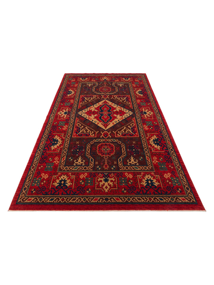 Göbeklitepe Series Handmade Black Loom Carpet with Anatolian Motifs, Produced with 100% New Zealand Wool 04RED