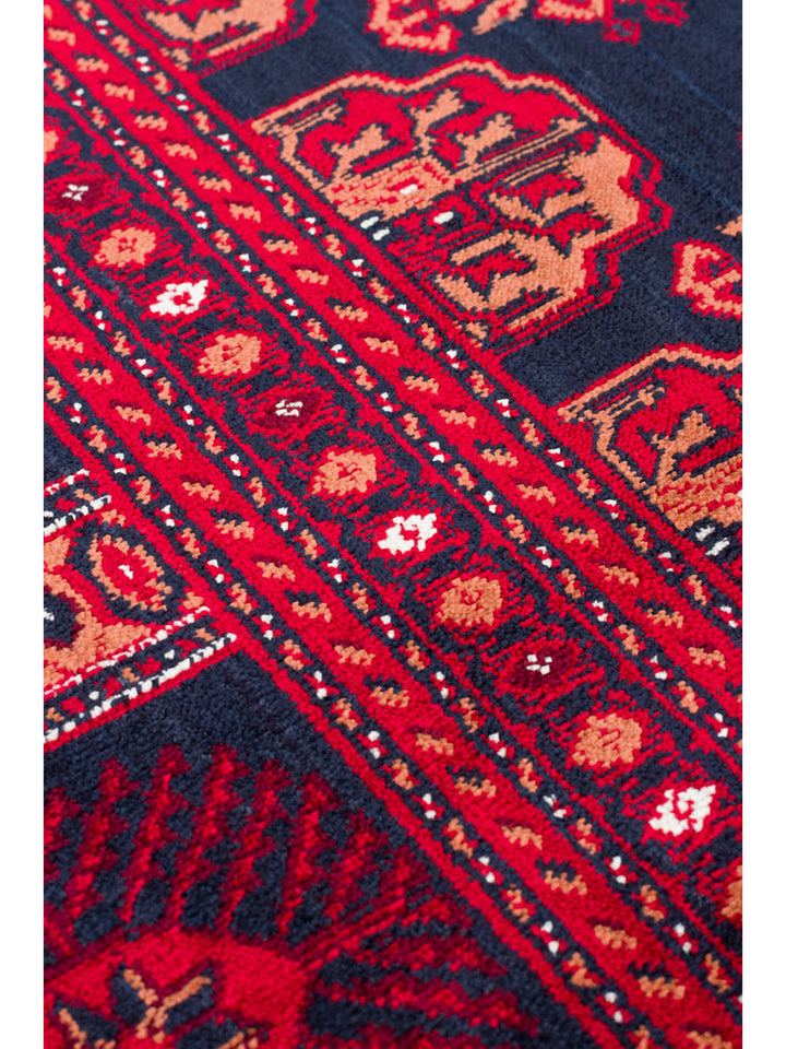 سجادة باغمان من سلسلة أفغانية من الفيسكوز المنسوج بكثافة، غير قابلة للانزلاق، رقيقة، مصنوعة آليًا، لونها أزرق داكن، رقم 03