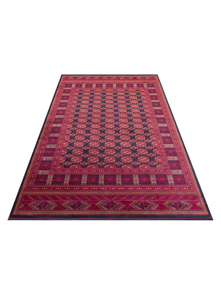 سجادة باغمان من سلسلة أفغانية من الفيسكوز المنسوج بكثافة، غير قابلة للانزلاق، رقيقة، مصنوعة آليًا، لونها أزرق داكن، رقم 03