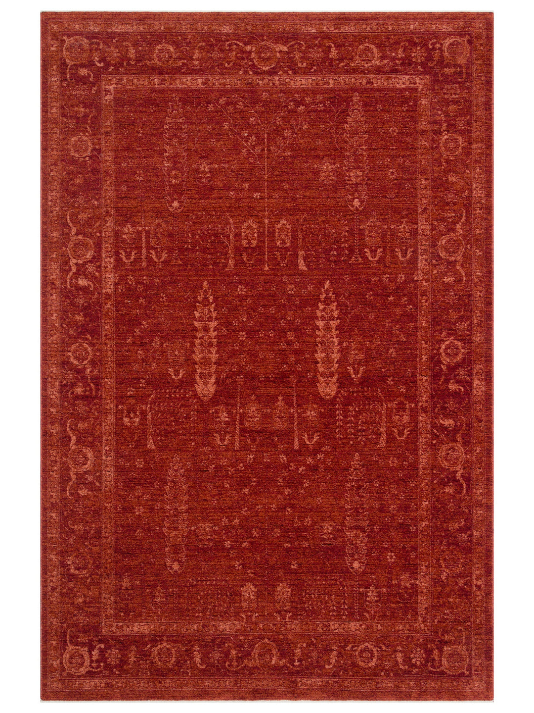 Tabriz Series Vintage Patterned Modern Soft Textured Carpet 03 RED