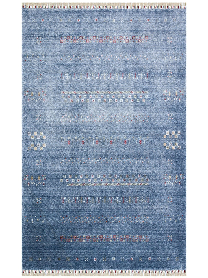 Oushak Carnaval Tapis Uşak Moderne TENCEL™ 100 % Naturel, Facile à Nettoyer, Fait Main 06 BLUE