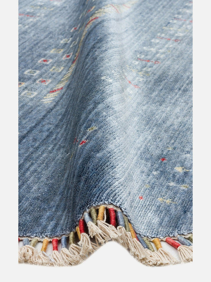 Oushak Carnaval %100 Naturel Kolay Temizlenir El Emeğiyle Üretilen TENCEL™ Modern Uşak Halısı 06 BLUE Q - Carpetdocia