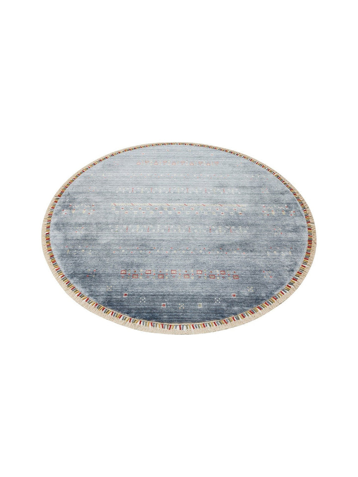Oushak Carnaval Tapis Uşak Moderne TENCEL™ 100 % Naturel, Facile à Nettoyer, Fait Main 06 BLUE Q