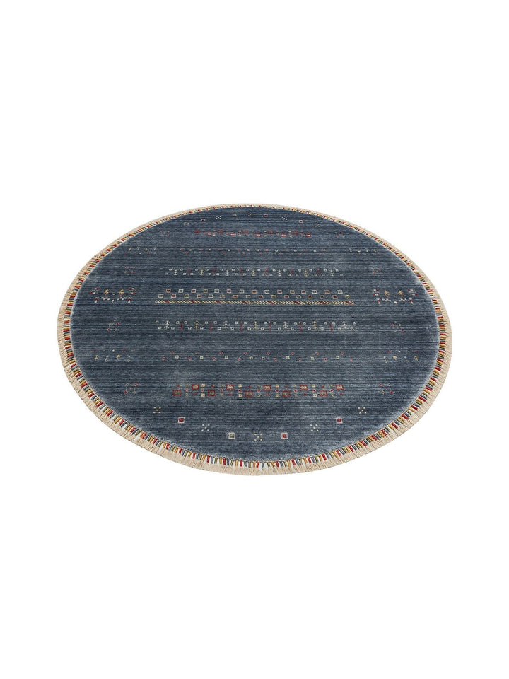 Oushak Carnaval Tapis Uşak Moderne TENCEL™ 100 % Naturel, Facile à Nettoyer, Fait Main 06 BLUE Q