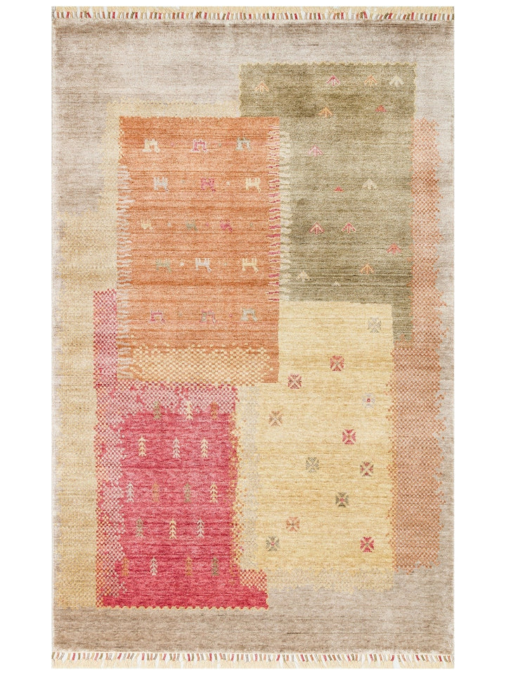 Oushak Carnaval Tapis Uşak Moderne TENCEL™ 100 % Naturel, Facile à Nettoyer, Fait Main 07 BEIGE AUTUMN