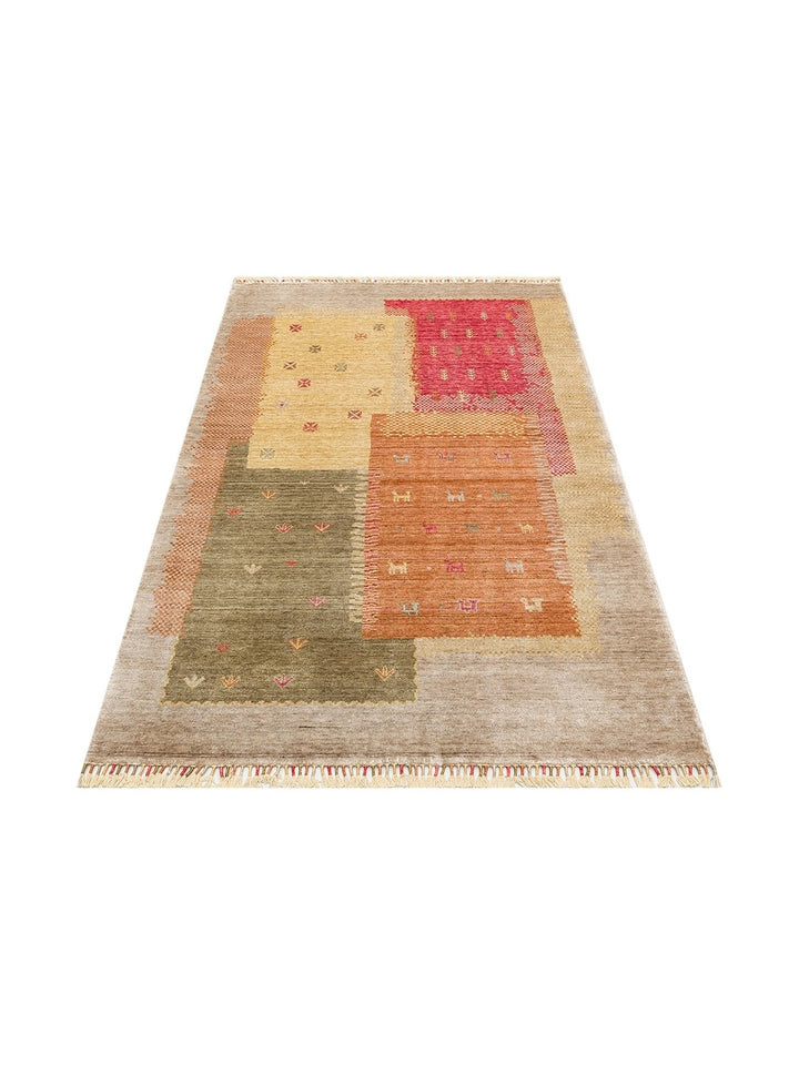 Oushak Carnaval Tapis Uşak Moderne TENCEL™ 100 % Naturel, Facile à Nettoyer, Fait Main 07 BEIGE AUTUMN