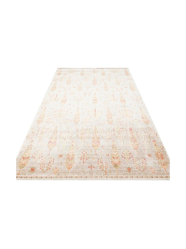 Oushak Carnaval Tapis Uşak Moderne TENCEL™ 100 % Naturel, Facile à Nettoyer, Fait Main 08 BEIGE AUTUMN