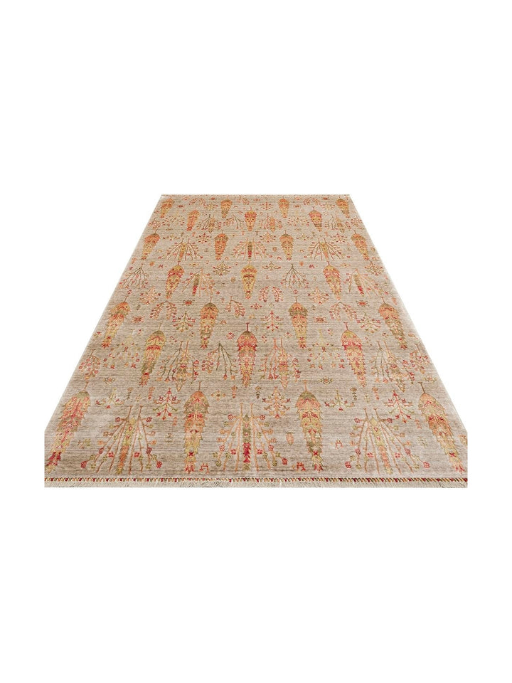 Oushak Carnaval Tapis Uşak Moderne TENCEL™ 100 % Naturel, Facile à Nettoyer, Fait Main 08 BEIGE AUTUMN