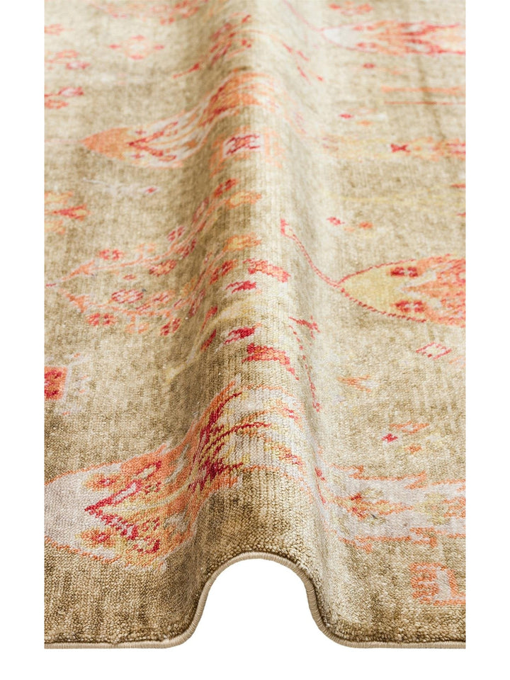Oushak Carnaval Tapis Uşak Moderne TENCEL™ 100 % Naturel, Facile à Nettoyer, Fait Main 08 GREEN AUTUMN