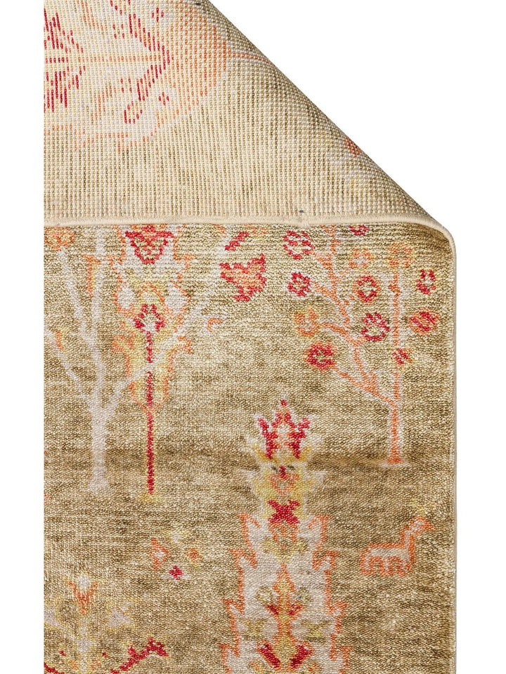 Oushak Carnaval Tapis Uşak Moderne TENCEL™ 100 % Naturel, Facile à Nettoyer, Fait Main 08 GREEN AUTUMN