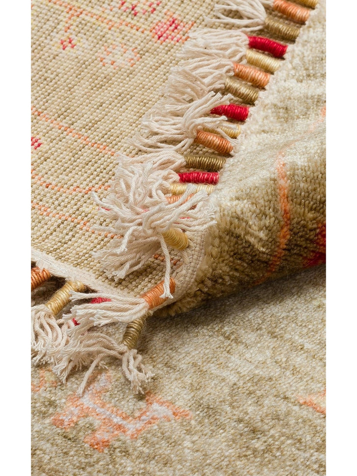 Oushak Carnaval Tapis Uşak Moderne TENCEL™ 100 % Naturel, Facile à Nettoyer, Fait Main 08 GREEN AUTUMN Q