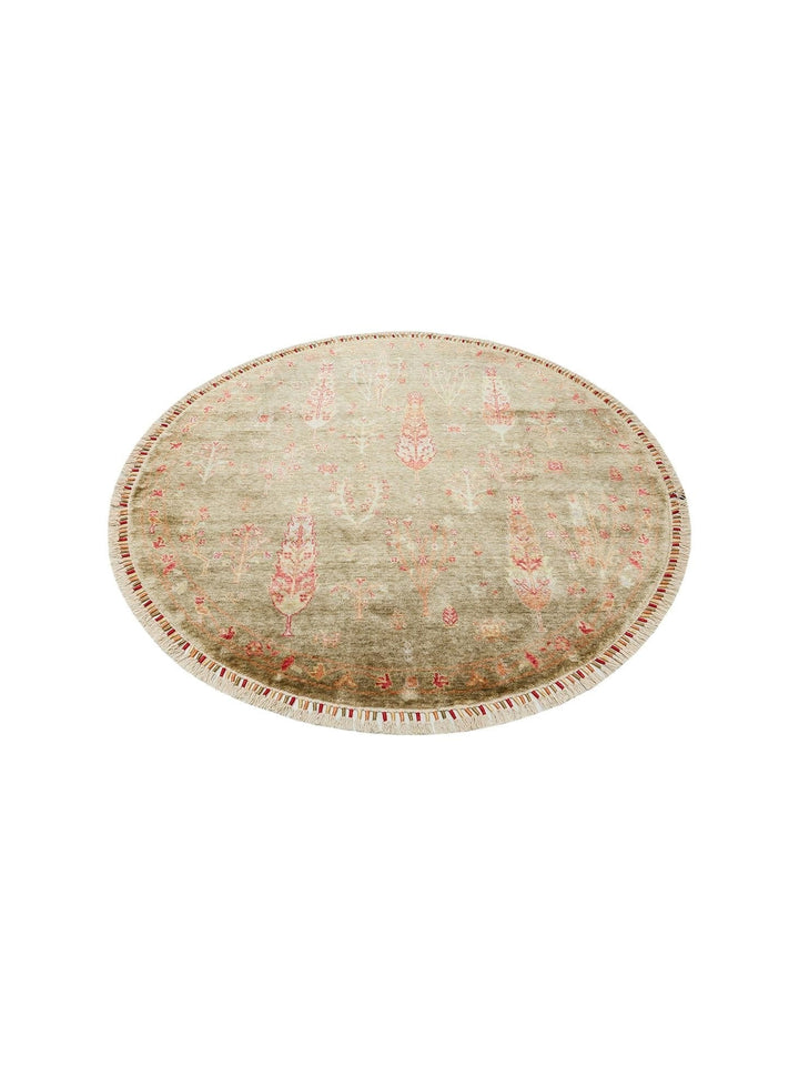 Oushak Carnaval Tapis Uşak Moderne TENCEL™ 100 % Naturel, Facile à Nettoyer, Fait Main 08 GREEN AUTUMN Q
