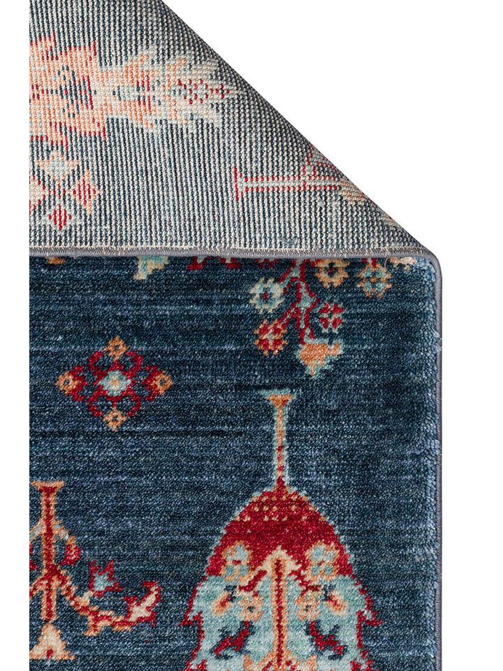 Oushak Carnaval Tapis Uşak moderne TENCEL™ 100 % naturel, facile à nettoyer, fabriqué à la main 08 NAVY TURQUOISE