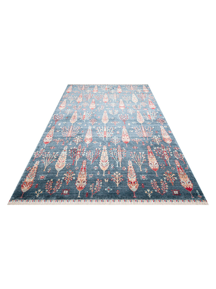 Oushak Carnaval Tapis Uşak moderne TENCEL™ 100 % naturel, facile à nettoyer, fabriqué à la main 08 NAVY TURQUOISE