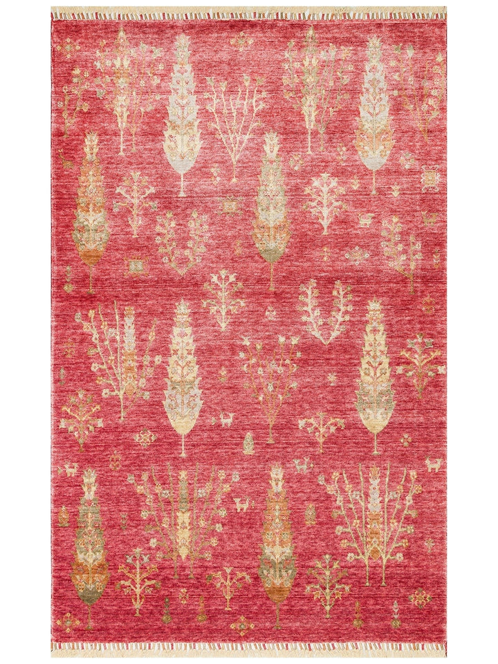 Oushak Carnaval Tapis Uşak Moderne TENCEL™ 100 % Naturel, Facile à Nettoyer, Fait Main 08 RED AUTUMN