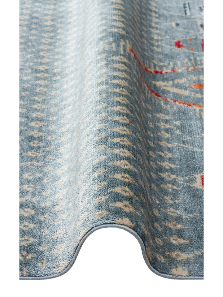 Oushak Carnaval Tapis Uşak Moderne TENCEL™ 100 % Naturel, Facile à Nettoyer, Fait Main 15 AQUA MULTY