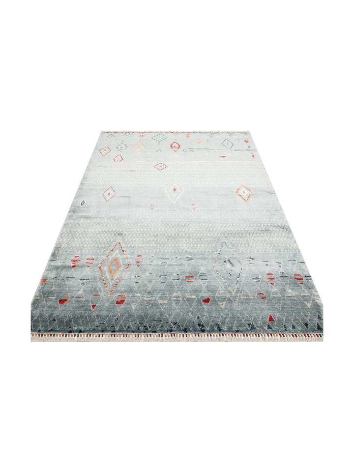 Oushak Carnaval Tapis Uşak Moderne TENCEL™ 100 % Naturel, Facile à Nettoyer, Fait Main 15 AQUA MULTY