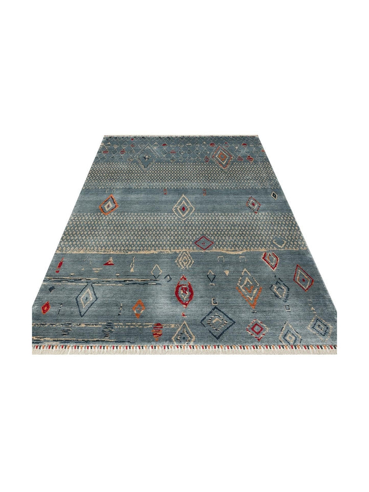 Oushak Carnaval Tapis Uşak Moderne TENCEL™ 100 % Naturel, Facile à Nettoyer, Fait Main 15 AQUA MULTY