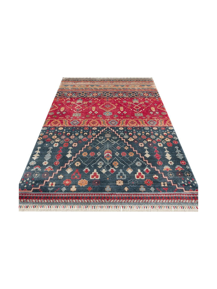 Oushak Carnaval سجادة أُشاق حديثة مصنوعة يدوياً من TENCEL™ 100% طبيعية سهلة التنظيف 17 NAVY MULTY