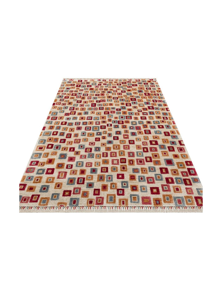 Oushak Carnaval سجادة أُشاق حديثة مصنوعة يدوياً من TENCEL™ 100% طبيعية سهلة التنظيف 21 BEIGE MULTY
