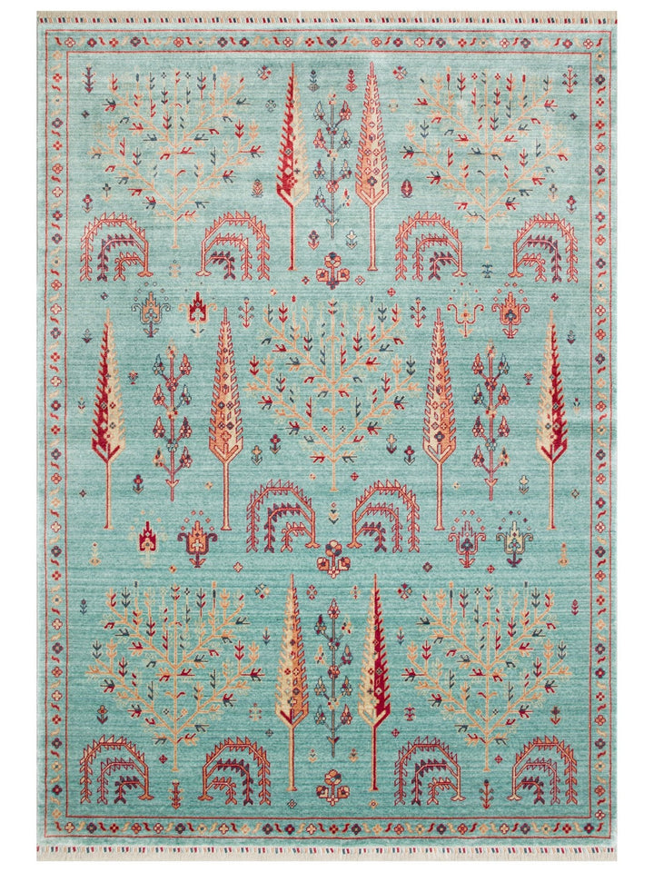 Oushak Carnaval Tapis Uşak moderne TENCEL™ 100 % naturel, facile à nettoyer, fabriqué à la main 22 TURQUOISE