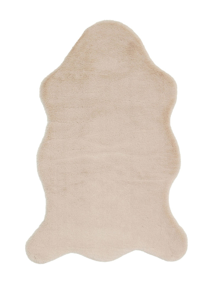 Bunny New Yumuşak Dokulu Uzun Tüylü Yıkanabilir Tavşan Postu BEIGE SINGLE N - Carpetdocia