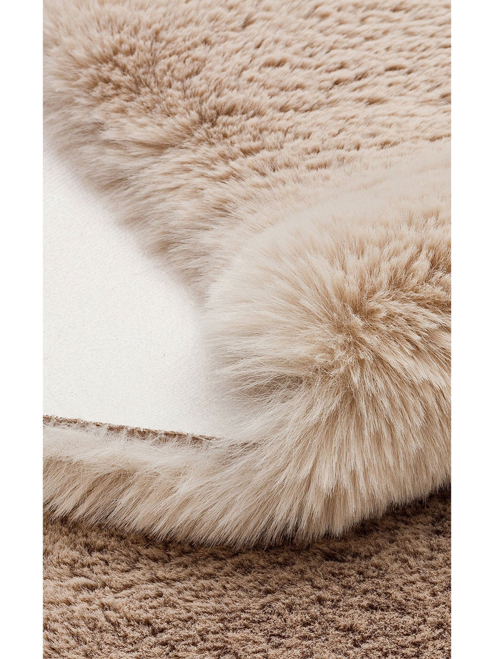 Bunny New Yumuşak Dokulu Uzun Tüylü Yıkanabilir Tavşan Postu BEIGE SINGLE N - Carpetdocia
