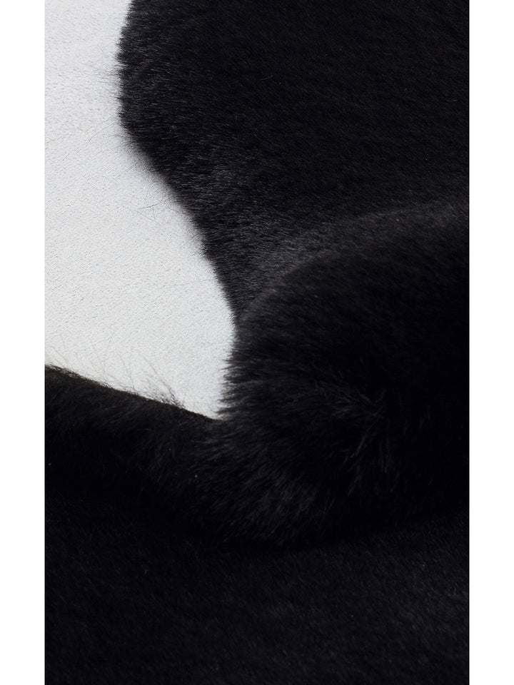 Bunny New Yumuşak Dokulu Uzun Tüylü Yıkanabilir Tavşan Postu BLACK SINGLE N - Carpetdocia