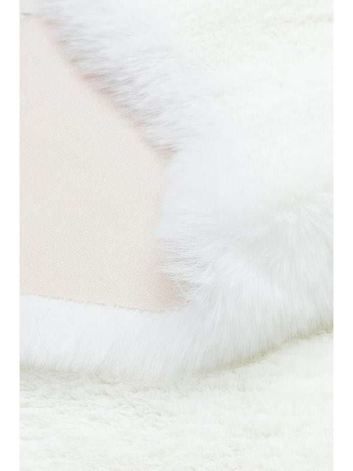 Bunny New Yumuşak Dokulu Uzun Tüylü Yıkanabilir Tavşan Postu WHITE DOUBLE N - Carpetdocia
