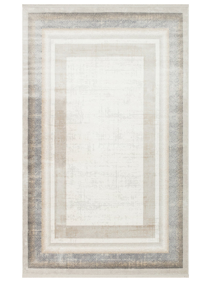 Cairo Serisi Extra Yumuşak Dokulu Sık Dokuma Modern Desenlere Sahip Şık Salon Halısı 08 CREAM GREY - Carpetdocia