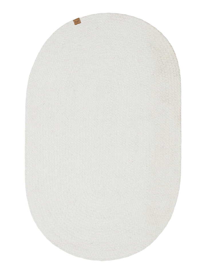 Cancun Renkli Jüt Görünümlü Hasır Örgü Halı 18 WHITE - Carpetdocia
