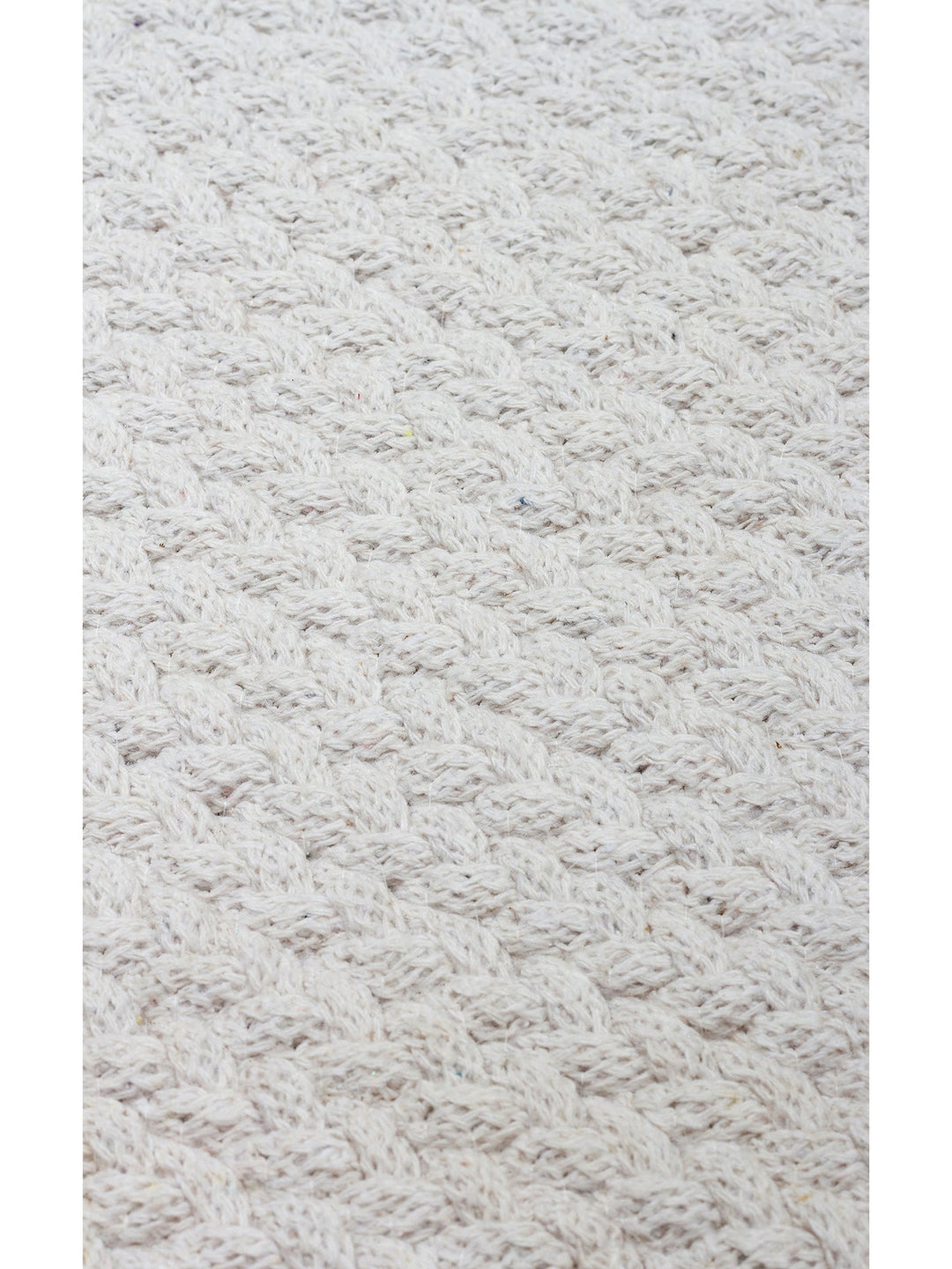 Cancun Renkli Jüt Görünümlü Hasır Örgü Halı 18 WHITE - Carpetdocia