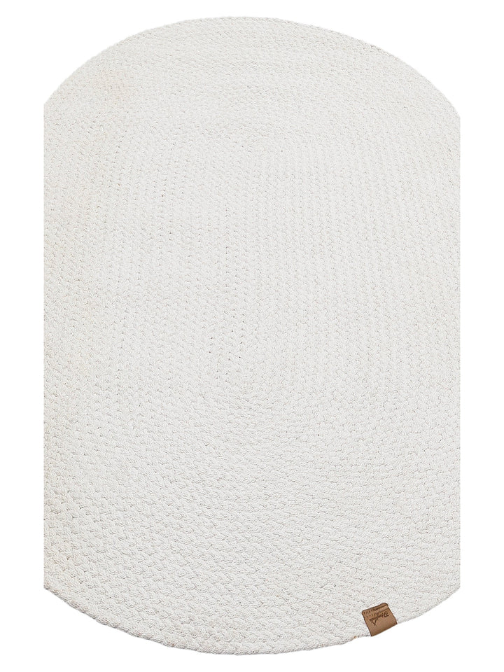 Cancun Renkli Jüt Görünümlü Hasır Örgü Halı 18 WHITE - Carpetdocia