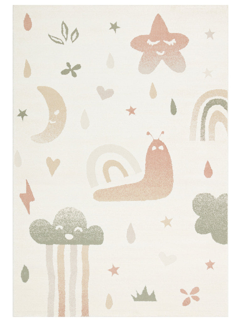 Carpetdocia Kids Pastel ألوان زاهية وسجادة أطفال لا تسبب الغبار 06 CREAM MULTY