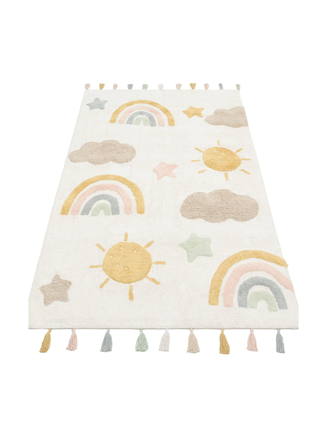 Cotton Baby %100 Naturel Pamuk Yıkanabilir Kaymaz Tabanlı Bebek Halısı 10 MULTY XXW - Carpetdocia