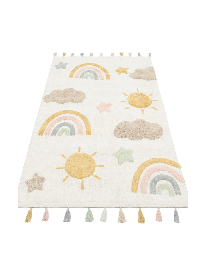 Cotton Baby %100 Naturel Pamuk Yıkanabilir Kaymaz Tabanlı Bebek Halısı 10 MULTY XXW - Carpetdocia