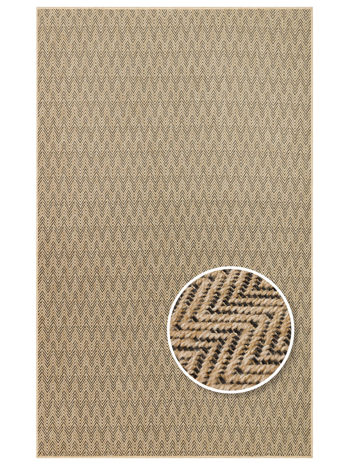 Dream İç ve Dış Mekan Kullanımına Uygun Kolay Temizlenebilir Sisal Görünümlü Halı 02 NATURAL BLACKXW - Carpetdocia