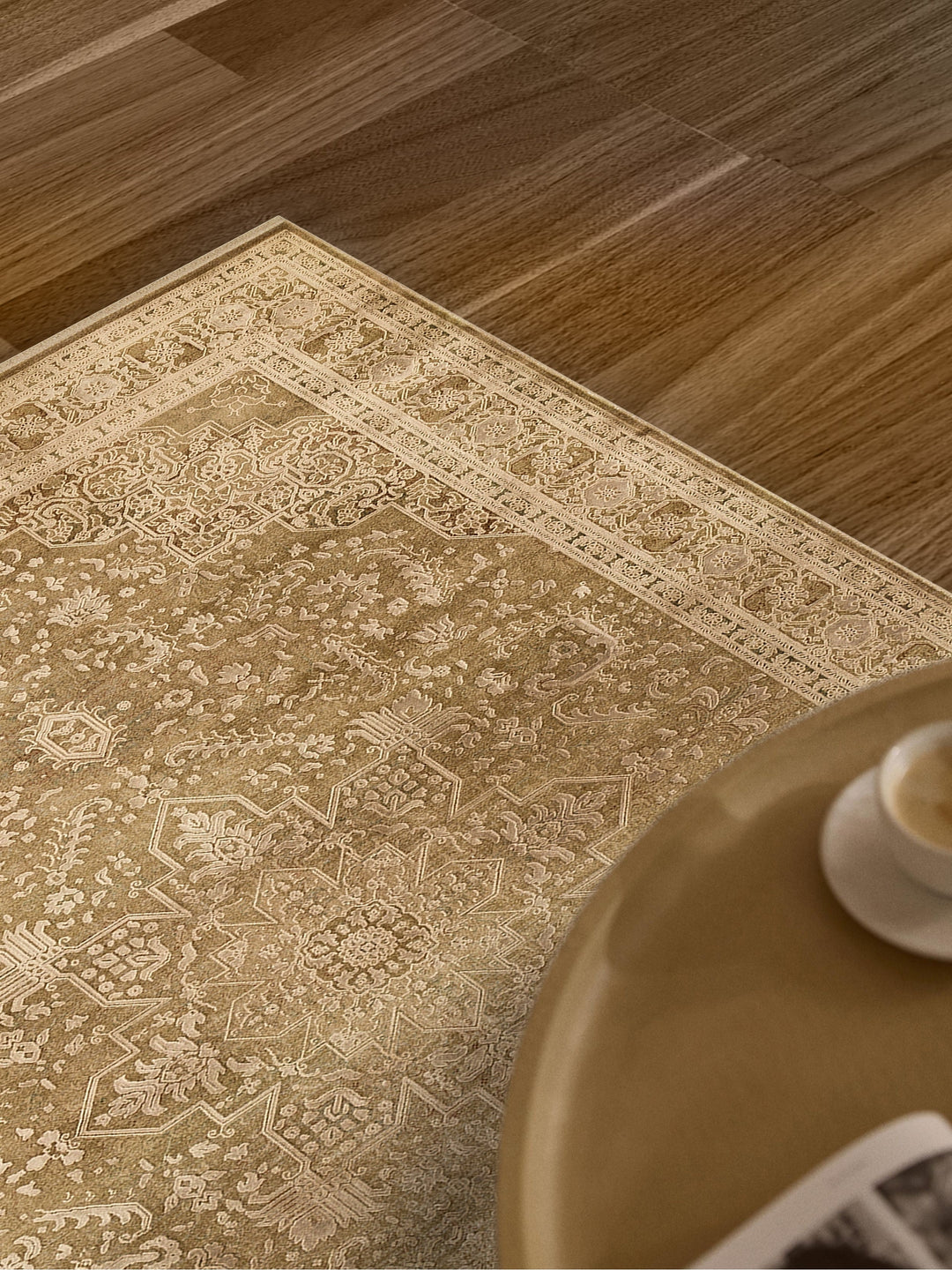 Golden Serisi %100 Naturel Yumuşak Dokulu Vintage Esintilere Sahip Sık Dokuma Salon Halısı 02 BRONZE - Carpetdocia