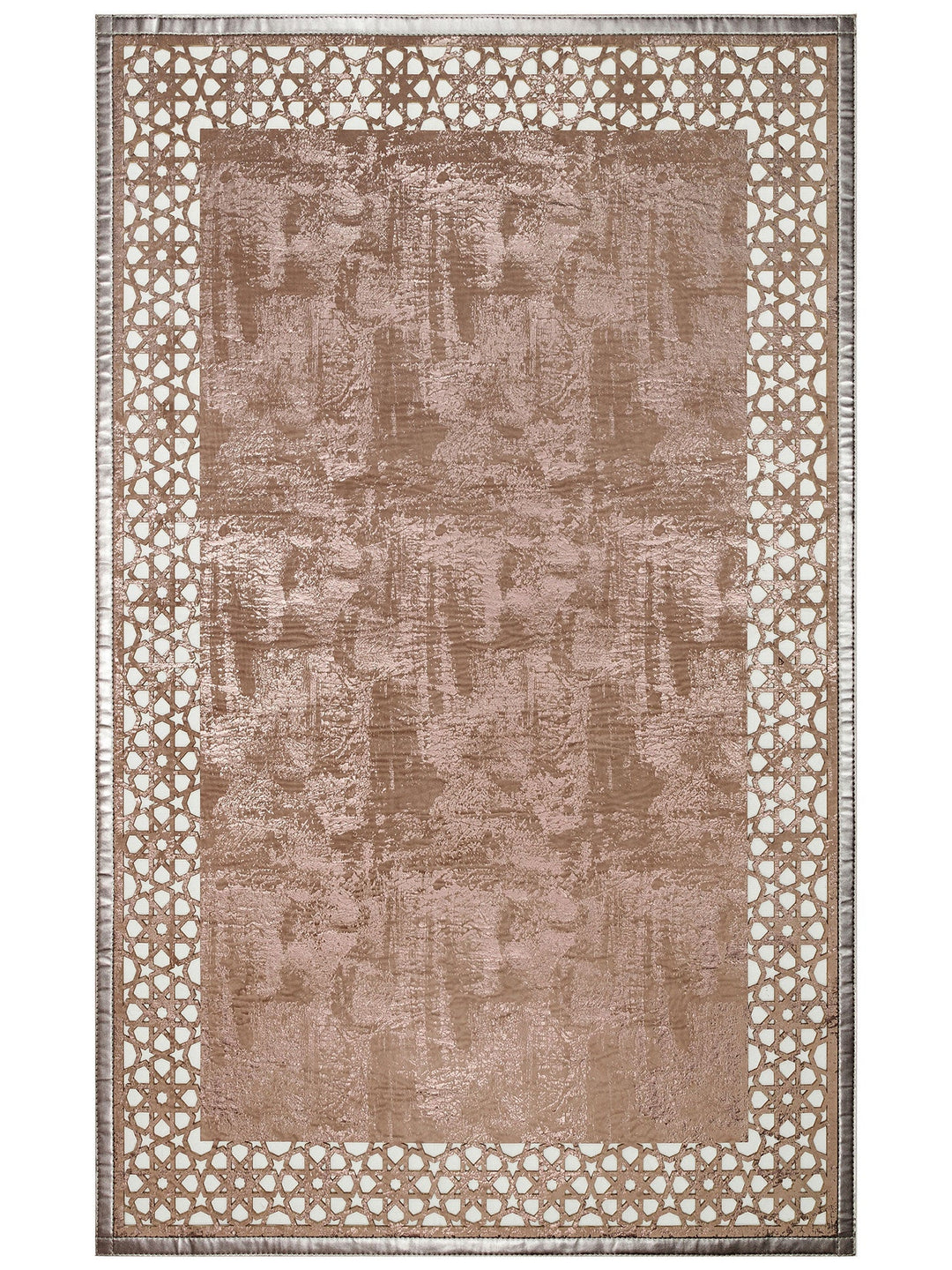 Gravür Klasik Ve Modern İşleme ve Oymaya Sahip Parlak Bordürlü Suni Deri Halı 04 VIZON BRONZE - Carpetdocia