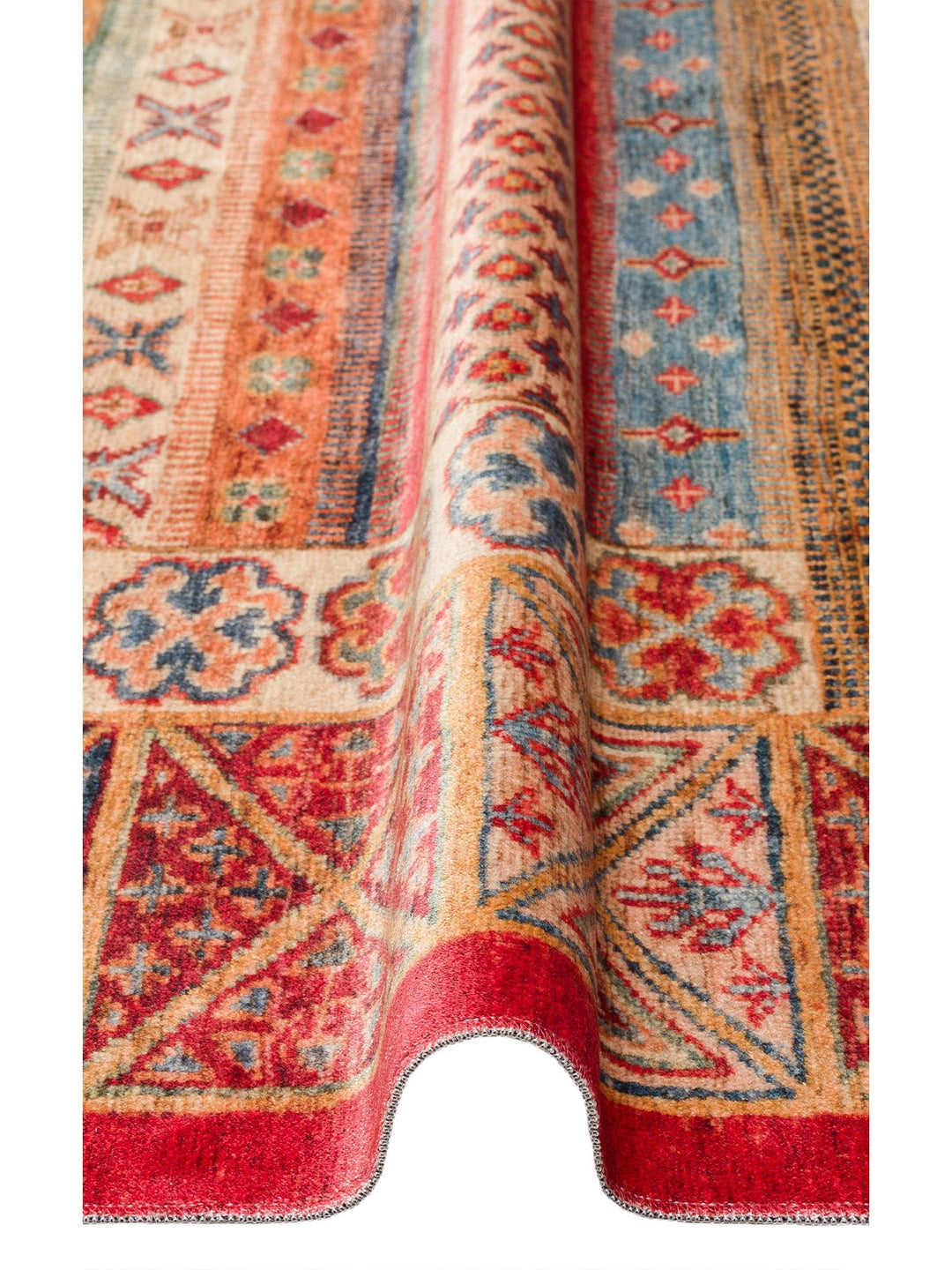 Historic Serisi Kaymaz Antik Desenli Salon Oturma Odası Koridor Mutfak Yıkanabilir Halı 04 MULTY - Carpetdocia