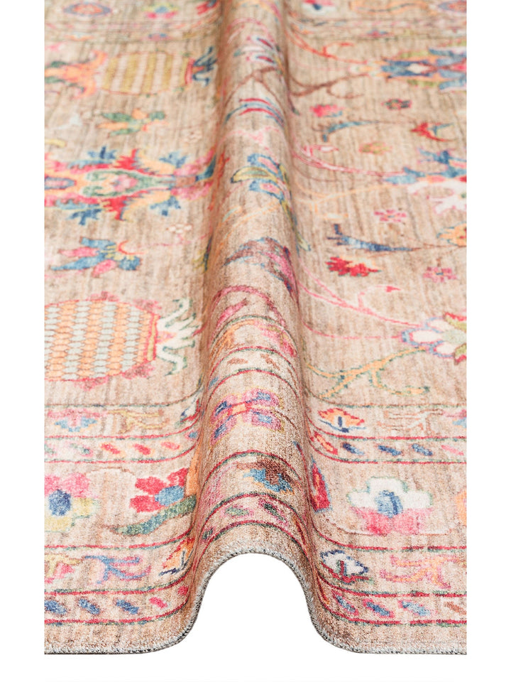 Historic Serisi Kaymaz Antik Desenli Salon Oturma Odası Koridor Mutfak Yıkanabilir Halı 08 BEIGE - Carpetdocia