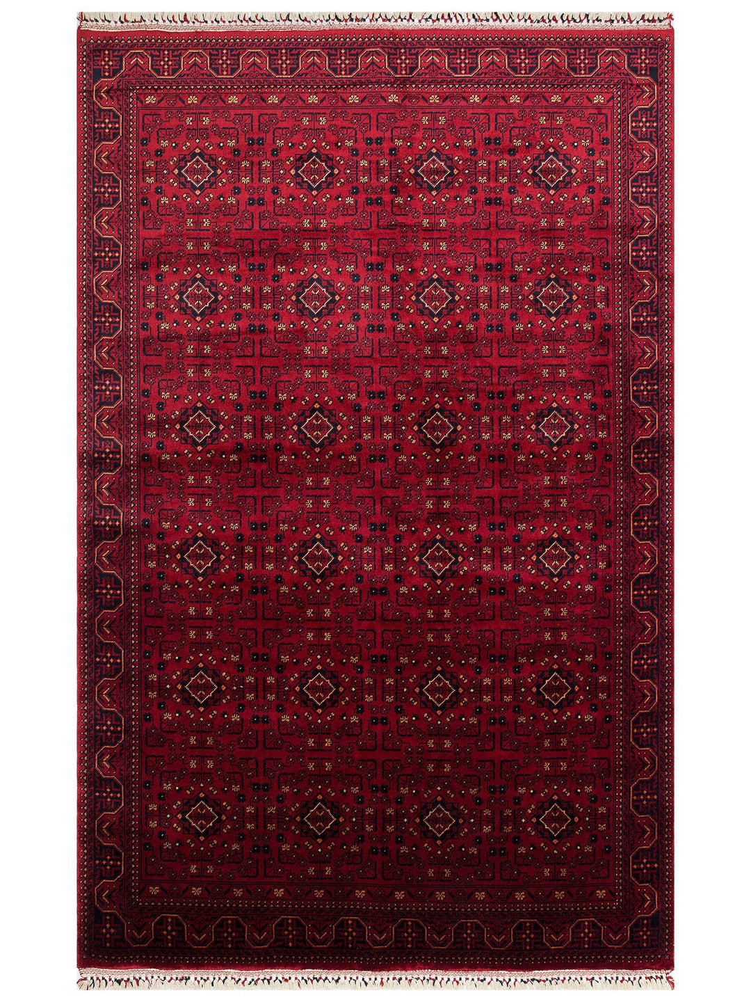 Kabil Afgan Yağcıbedir Desenli El Emeğiyle Özel Tezgahlarda Üretilen Tensel Uşak Halısı 960 RED - Carpetdocia