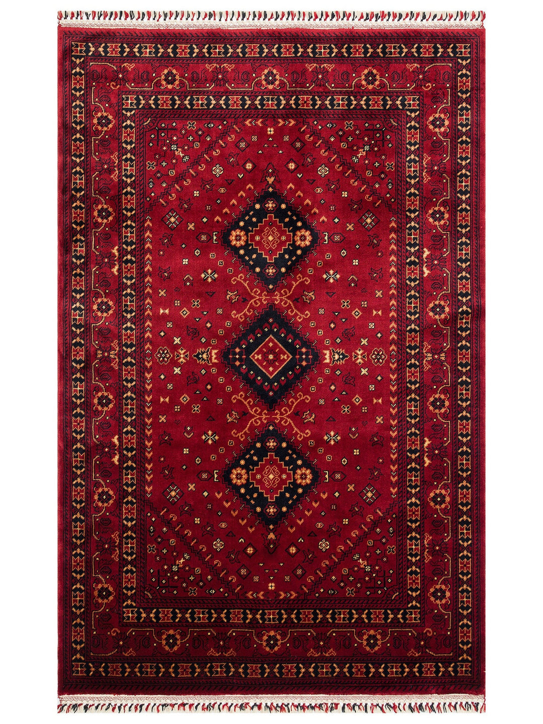 Kabil Afgan Yağcıbedir Desenli El Emeğiyle Özel Tezgahlarda Üretilen Tensel Uşak Halısı 961 RED - Carpetdocia