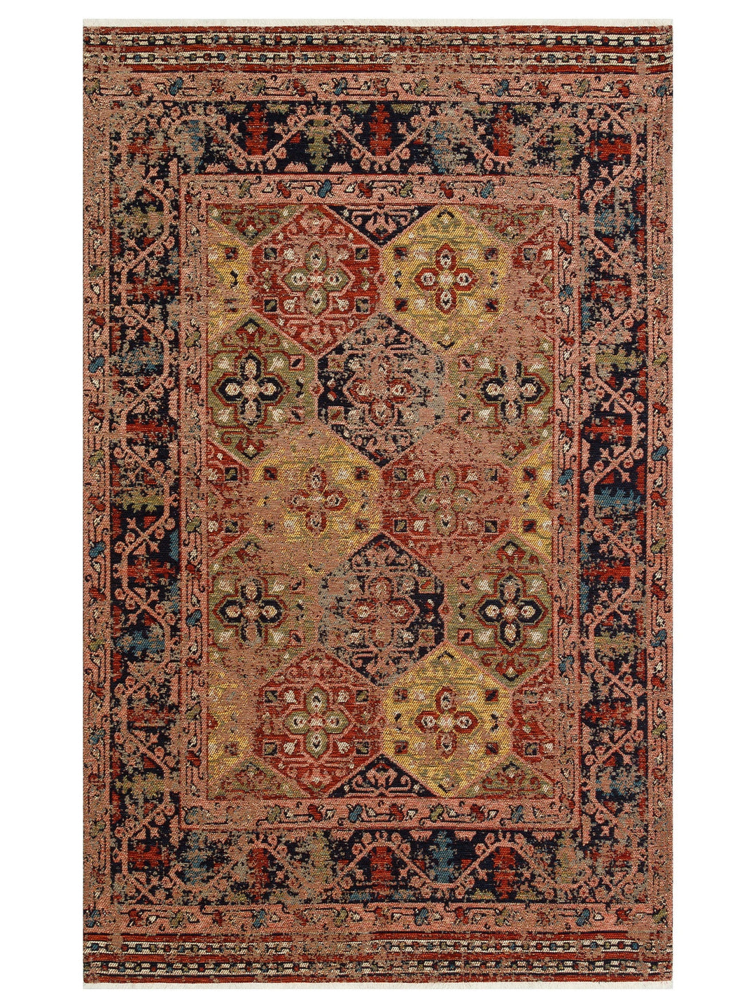 Kapadokya Antik Desenli Oturma Odası Salon Mutfak Koridor Yıkanabilir Kaymaz Tabanlı Kilim 01 MULTY - Carpetdocia